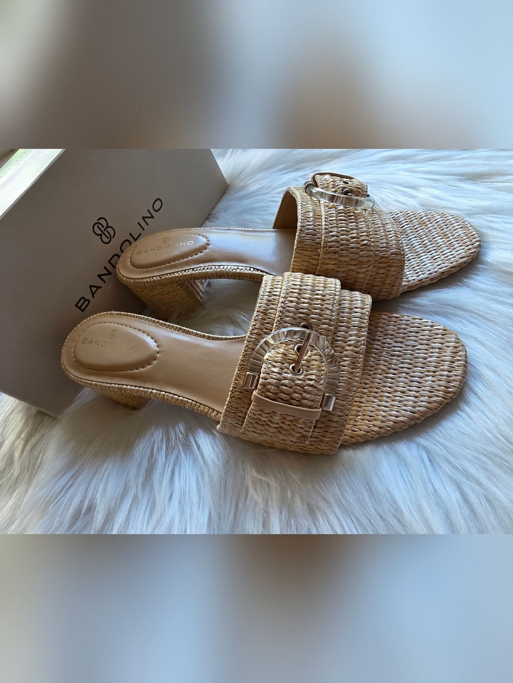 Bandolino Ardonna Women's Dress Sandals Light Natural: 8 M, Synthetic